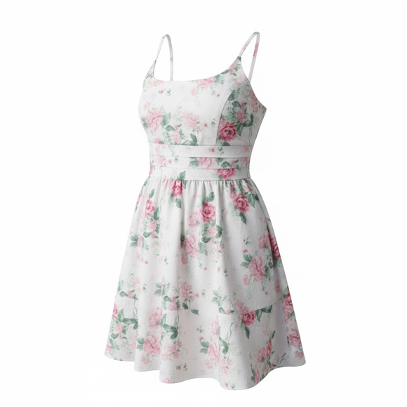 Francesca's Collections Dresses & Skirts - Francesca's Collections Mi Ami Diana Pink and White Floral Midi Dress